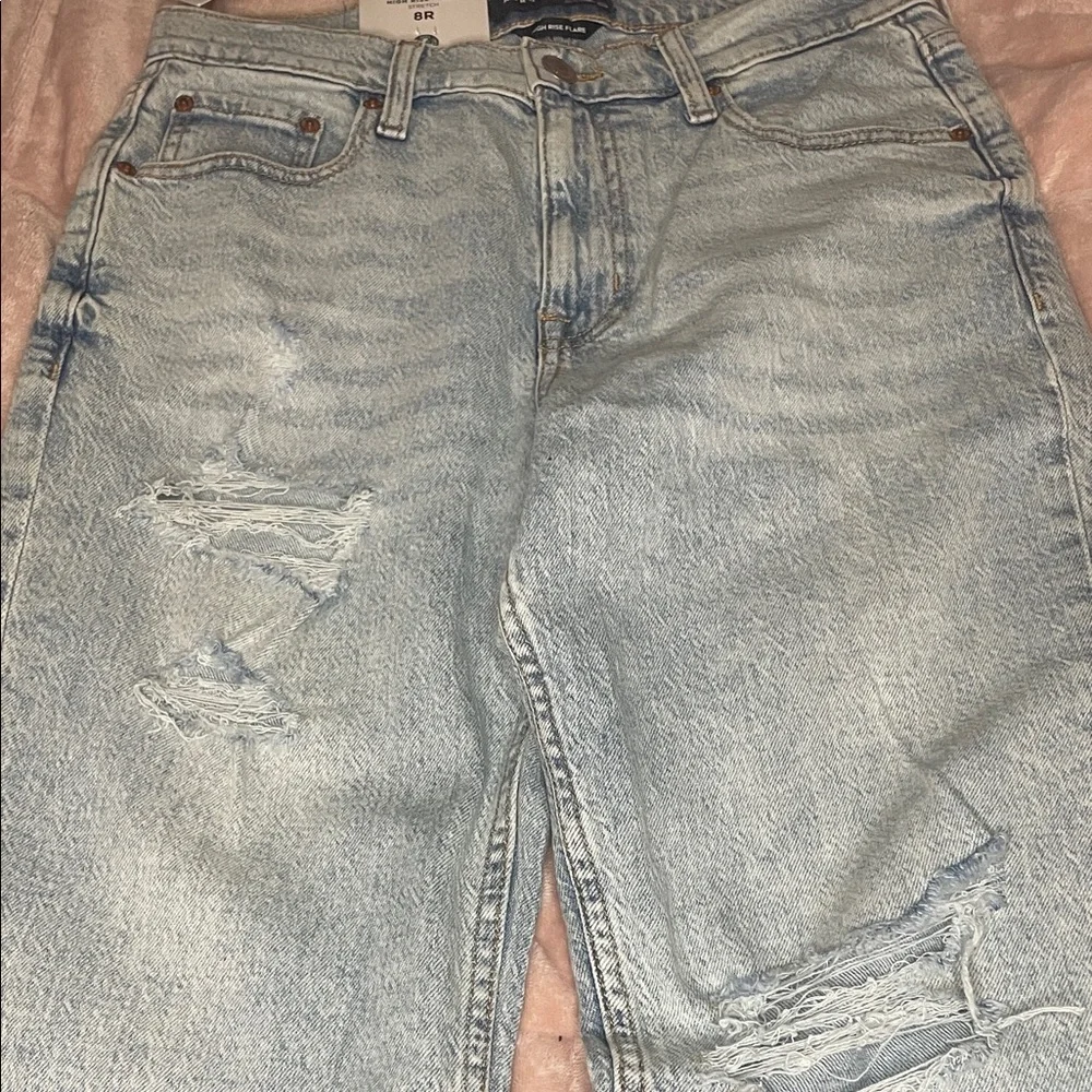 Aeropostale Light Blue Distressed Flare Jeans - Picture 3 of 5